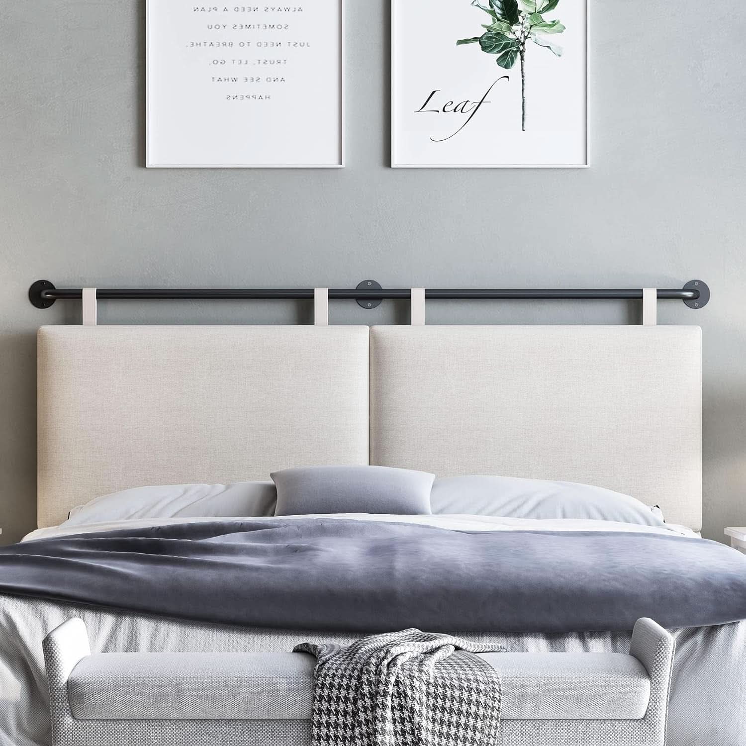 Adjustable Wall Mounted King Size Headboard with Tufting