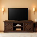75 Inch Rustic Brown Barn Door TV Stand With Storage