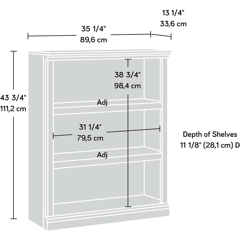 Three Shelf Bookcase Chalked Chestnut Finish With Adjustable Shelves