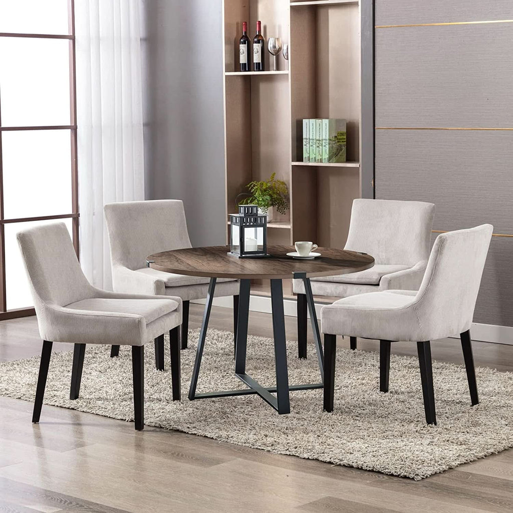 Corduroy Upholstered Dining Chairs With Wood Legs Set Of 6