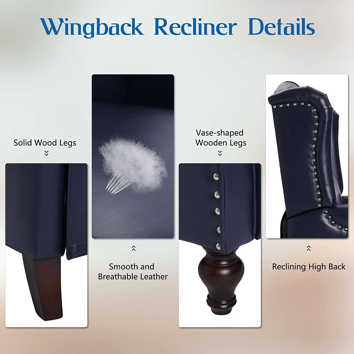 Wingback Recliner Chair With Massage Function PU Leather