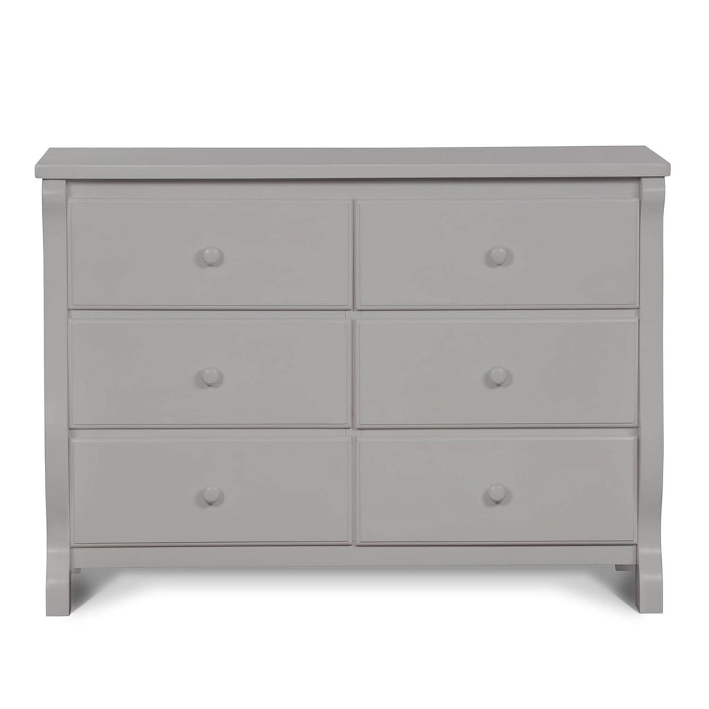 Six Drawer Dresser In Grey With Interlocking Drawers