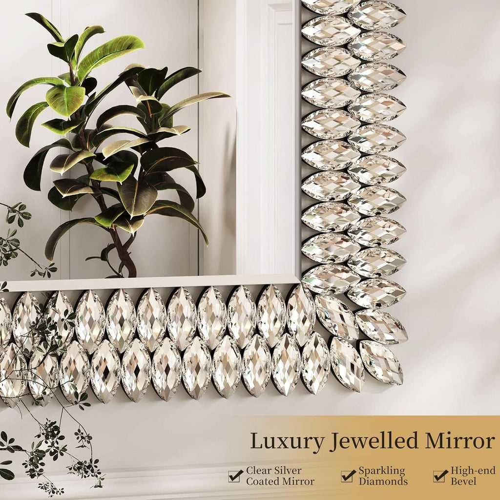 30X40 Inches Jeweled Bathroom Wall Mirror Large Rectangle Vanity Decor