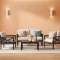 4 Piece Outdoor Metal Patio Set With 5.5 Inch Cushions And Coffee Table