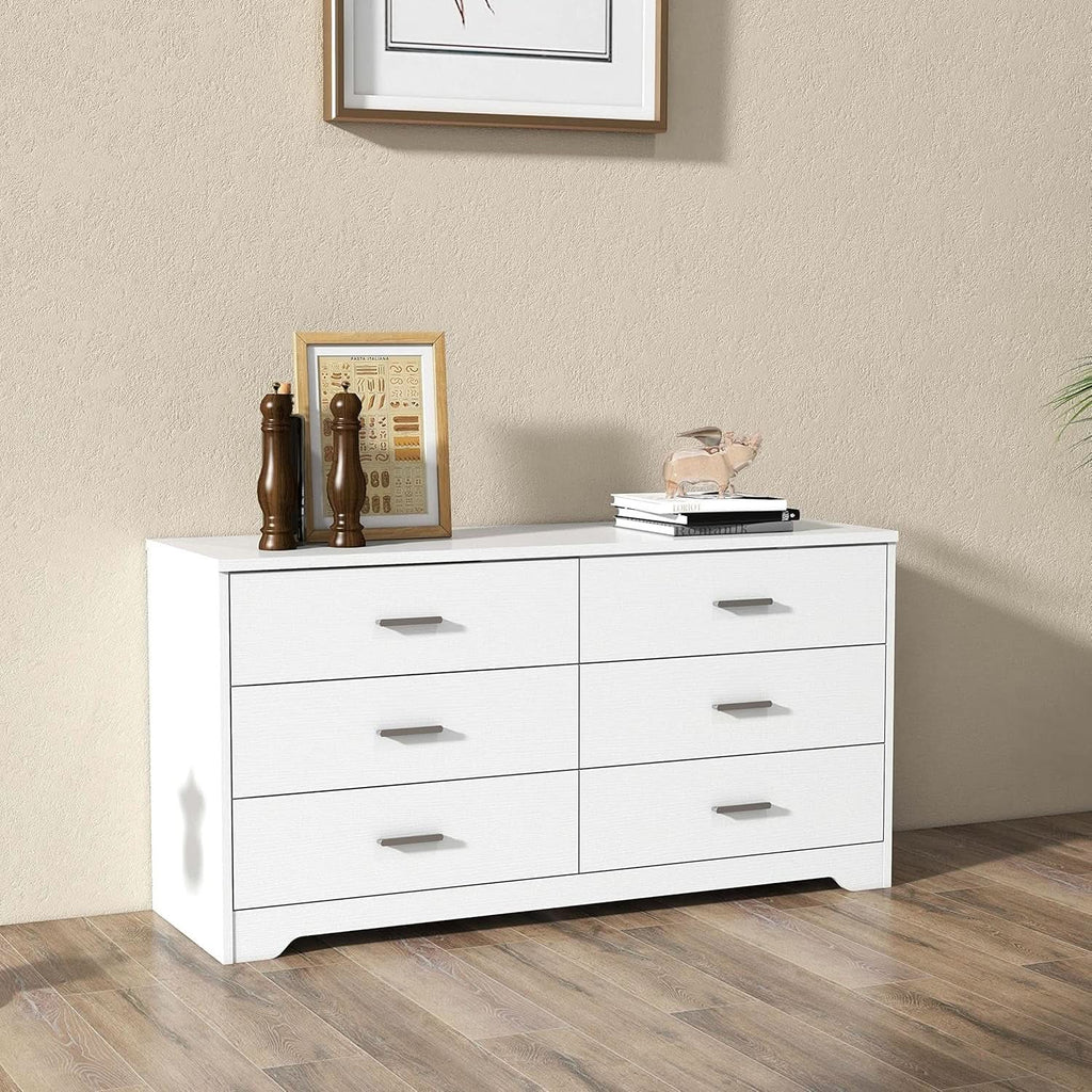 White Wooden 5 Drawer And 6 Drawer Dresser With Side By Side Layout