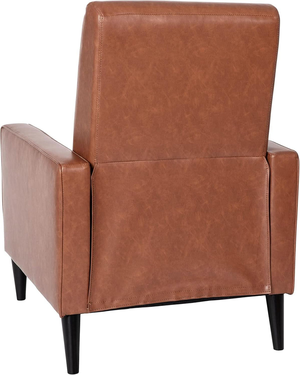 Erza Cognac Brown Leathersoft Pushback Mid Century Modern Recliner Chair