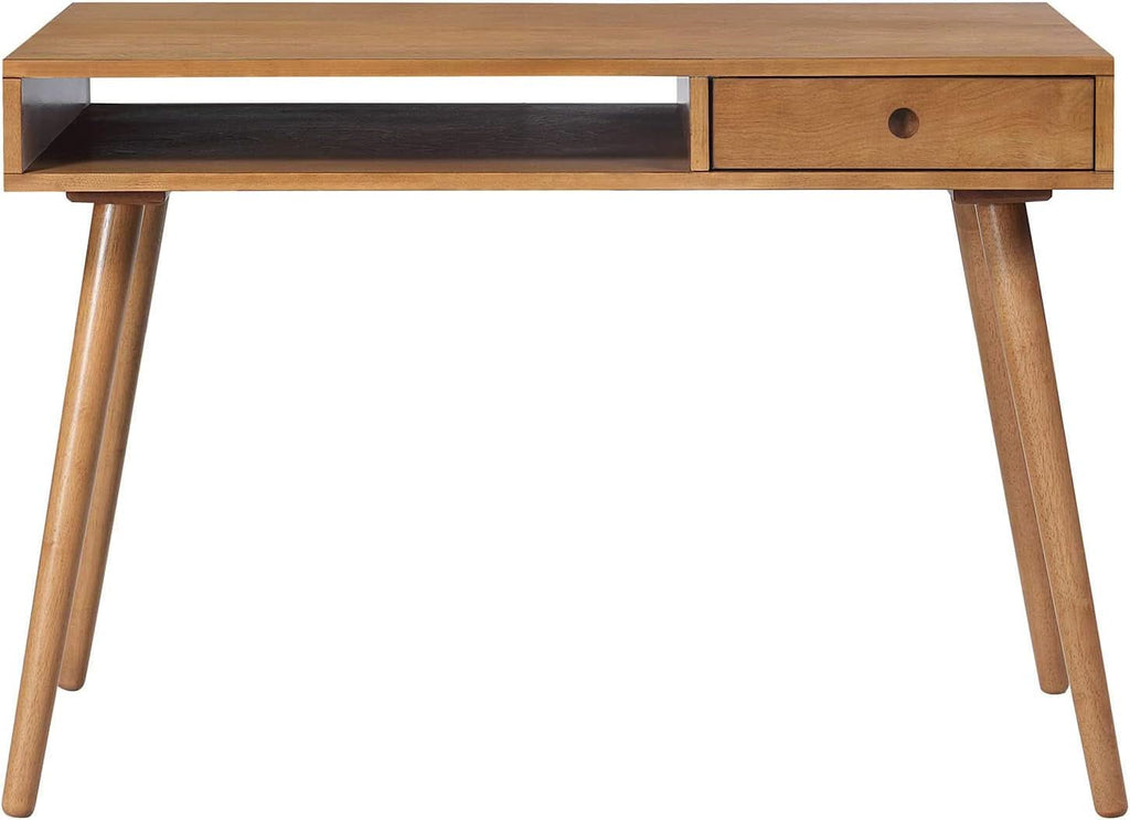 Parker Walnut Home Office Desk With Storage Cubby And Drawer