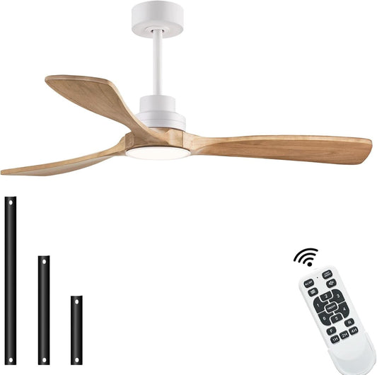 52 Inch Wood Ceiling Fan With Remote For Indoor Outdoor