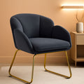 Flower Shape Velvet Armchair With Golden Legs Dark Gray