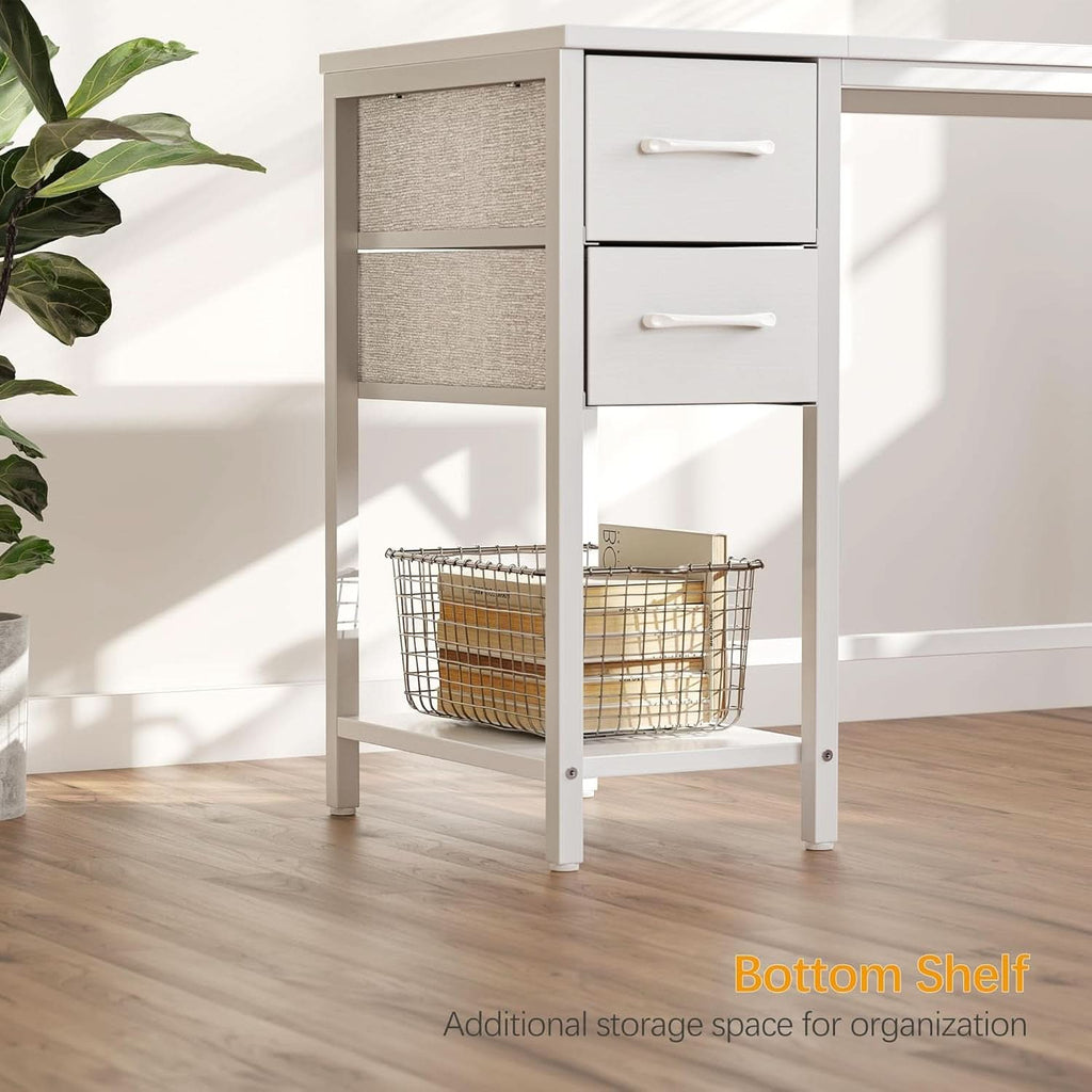 47 Inch White Ergonomic Executive Desk With Drawers