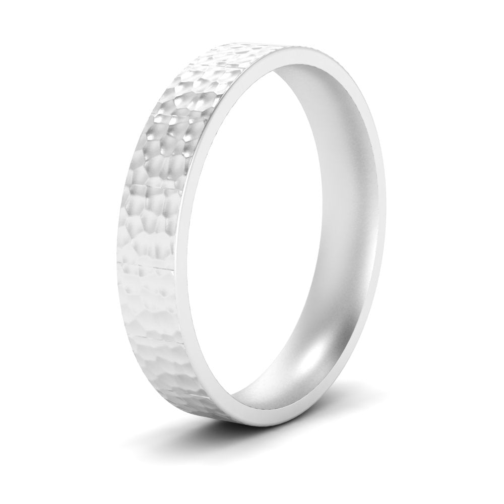 Hammered Wedding Band Comfort Fit 5 mm