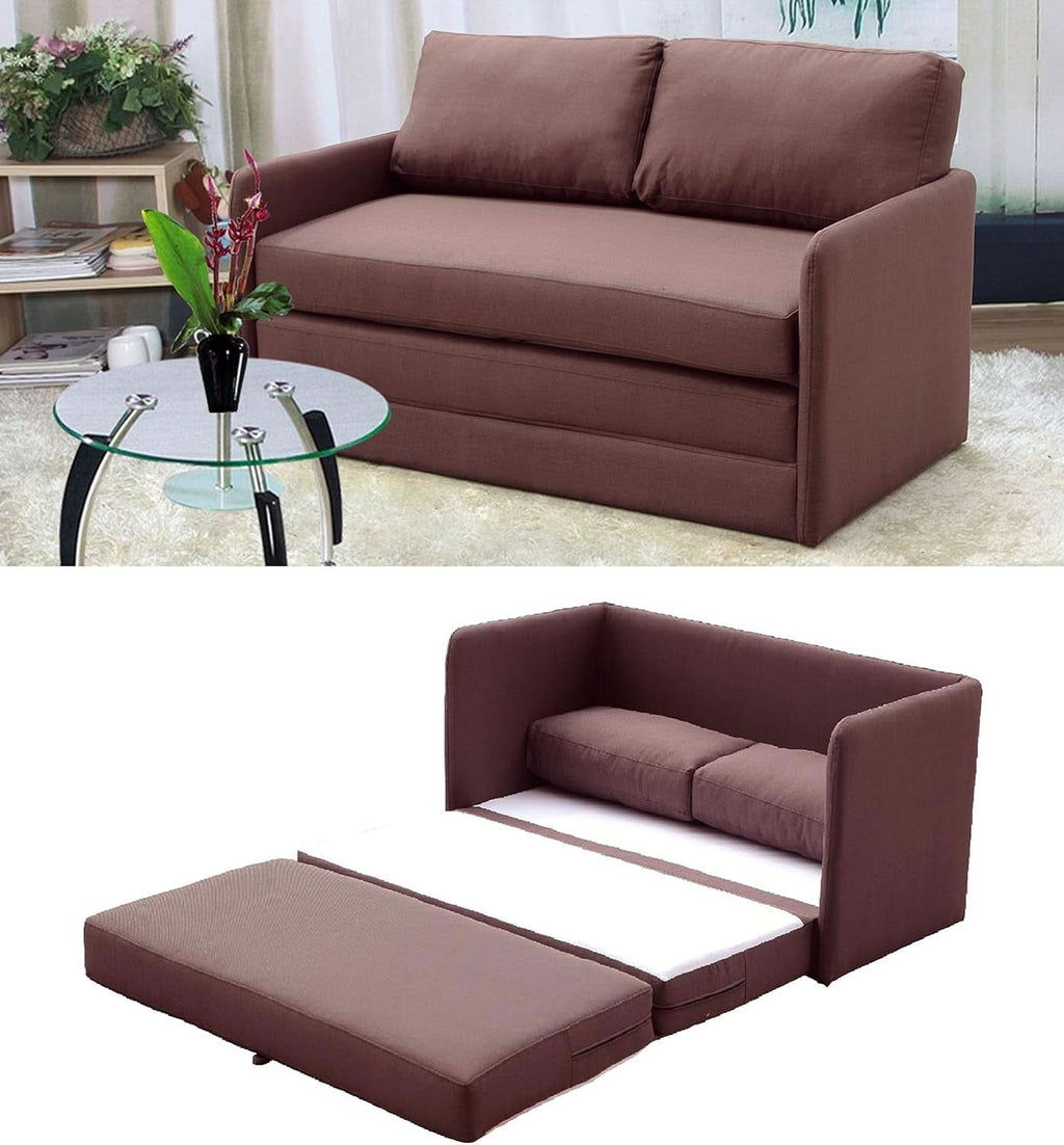 Brown Modern Loveseat Sleeper Sofa Bed For Small Spaces