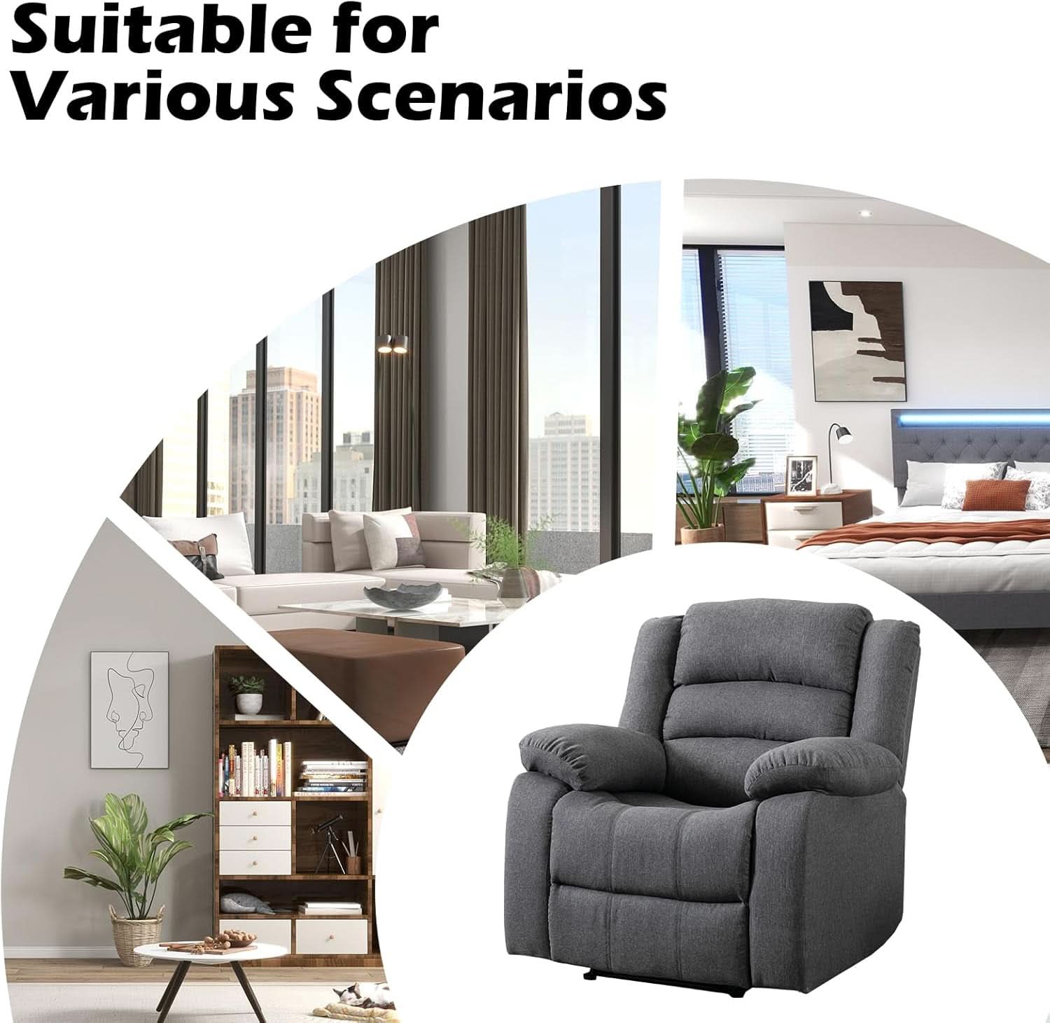 Oversized Grey Electric Recliner Chair For Living Room