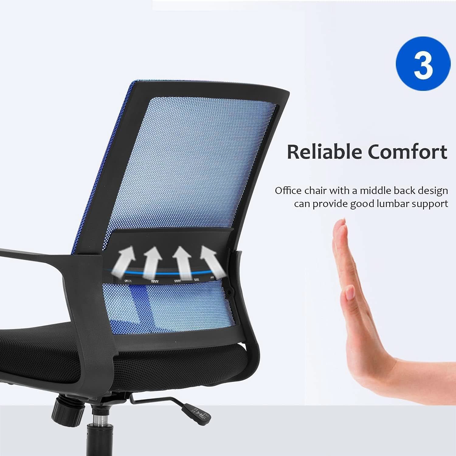 Ergonomic Mesh Office Chair With Lumbar Support Blue