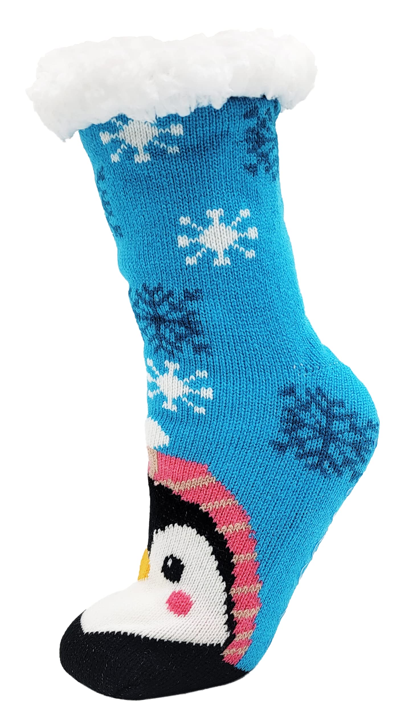 Winterlace Fuzzy Fluffy Slipper Socks, 3 Pairs Womens Sherpa Non Slip Plush Comfy Cozy Cabin Sock