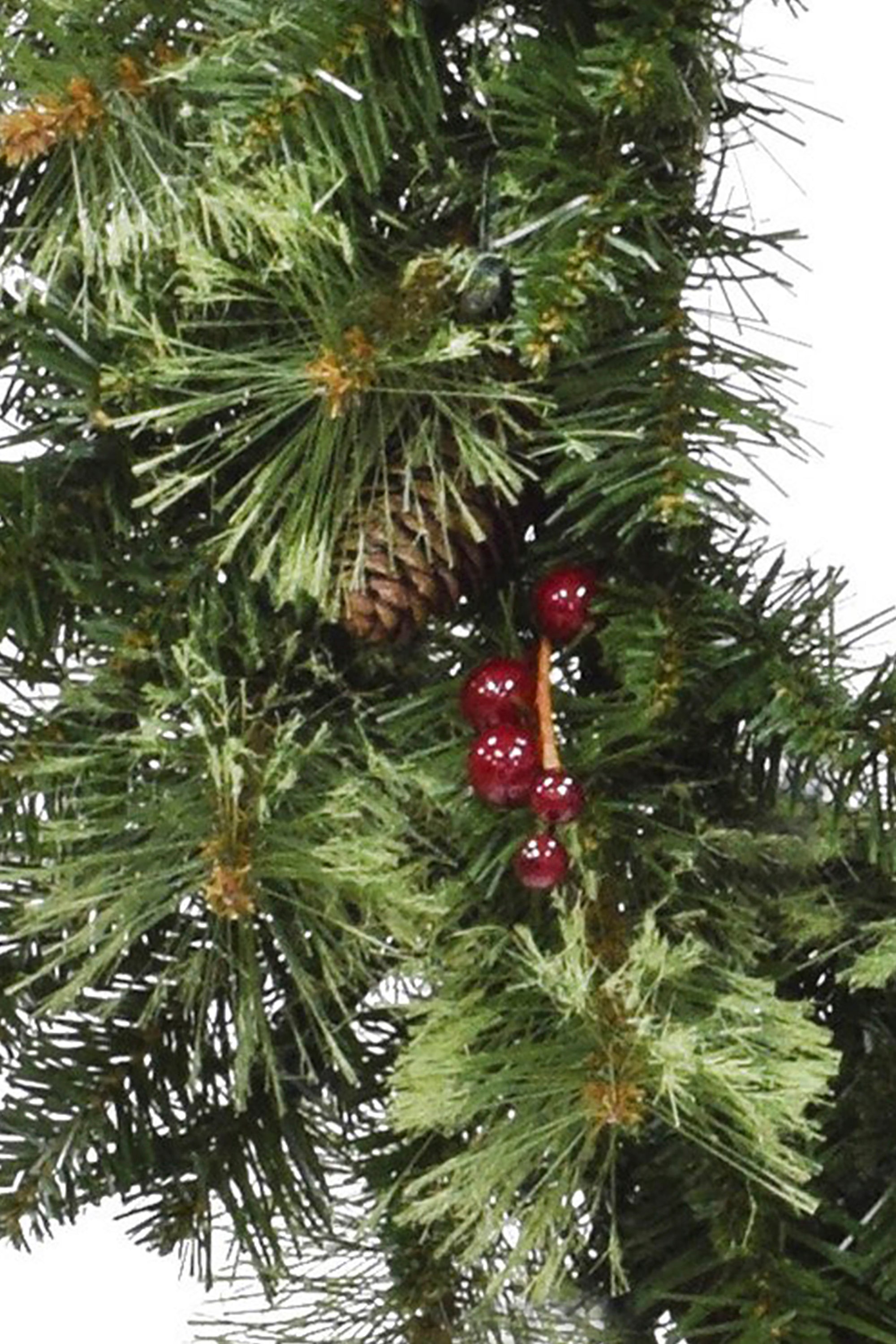 24" Unlit Jasper Mixed Pine Wreath with Pine Cones & Red Berry Clusters