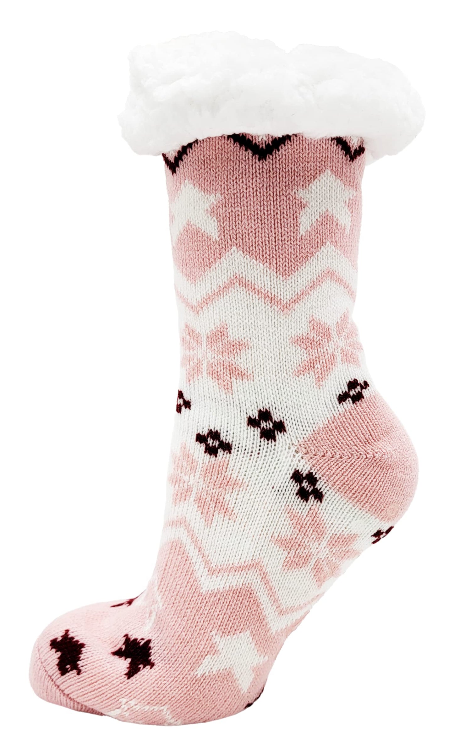Winterlace Fuzzy Fluffy Slipper Socks, 3 Pairs Womens Sherpa Non Slip Plush Comfy Cozy Cabin Sock