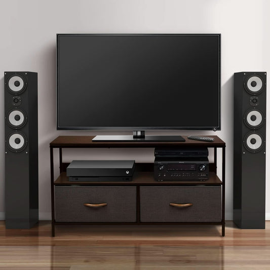 Dresser Style TV Stand With Two Drawers And Wood Top