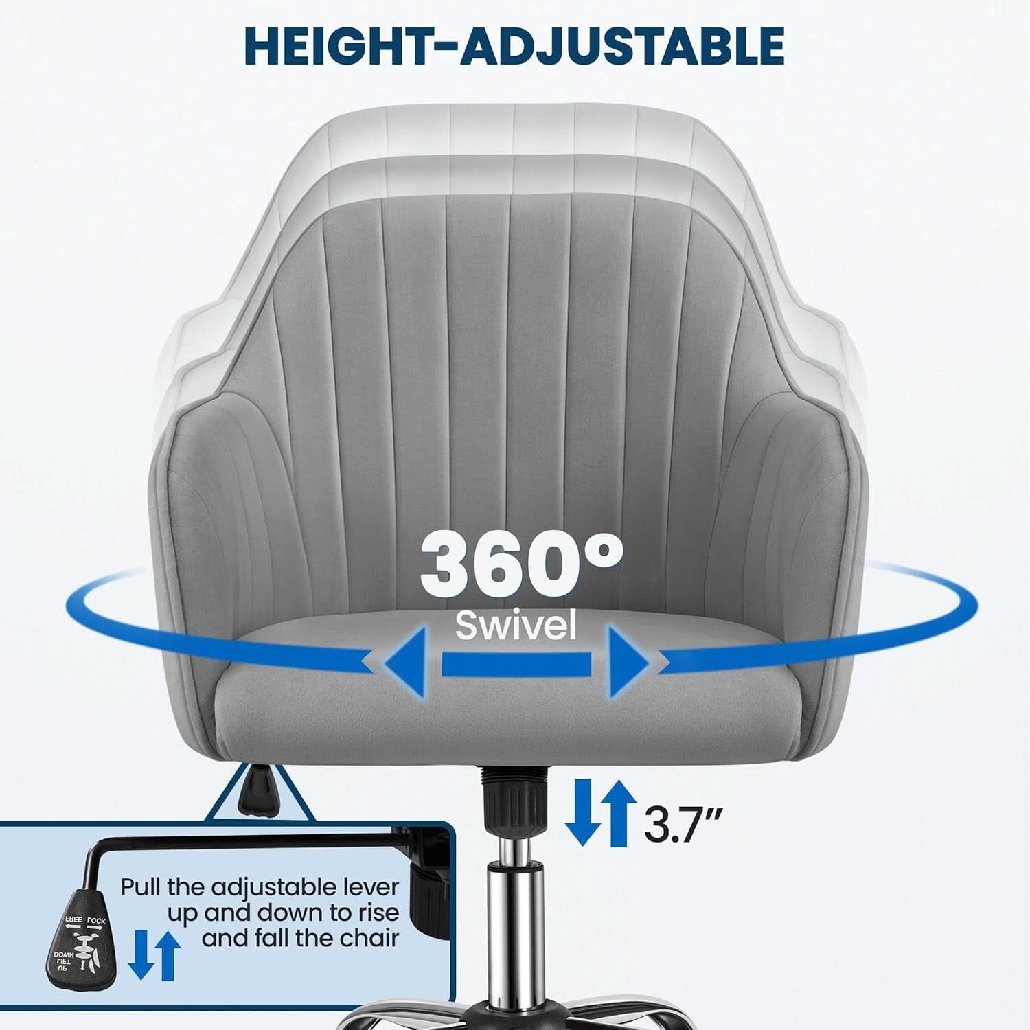 Velvet Desk Chair Height Adjustable Swivel Office Chair