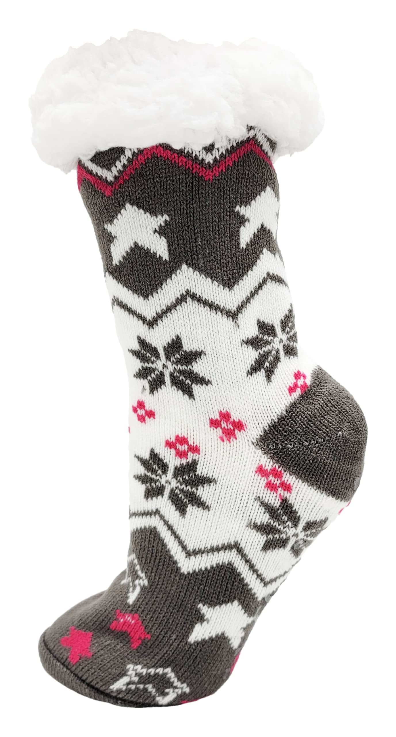 Winterlace Fuzzy Fluffy Slipper Socks, 3 Pairs Womens Sherpa Non Slip Plush Comfy Cozy Cabin Sock