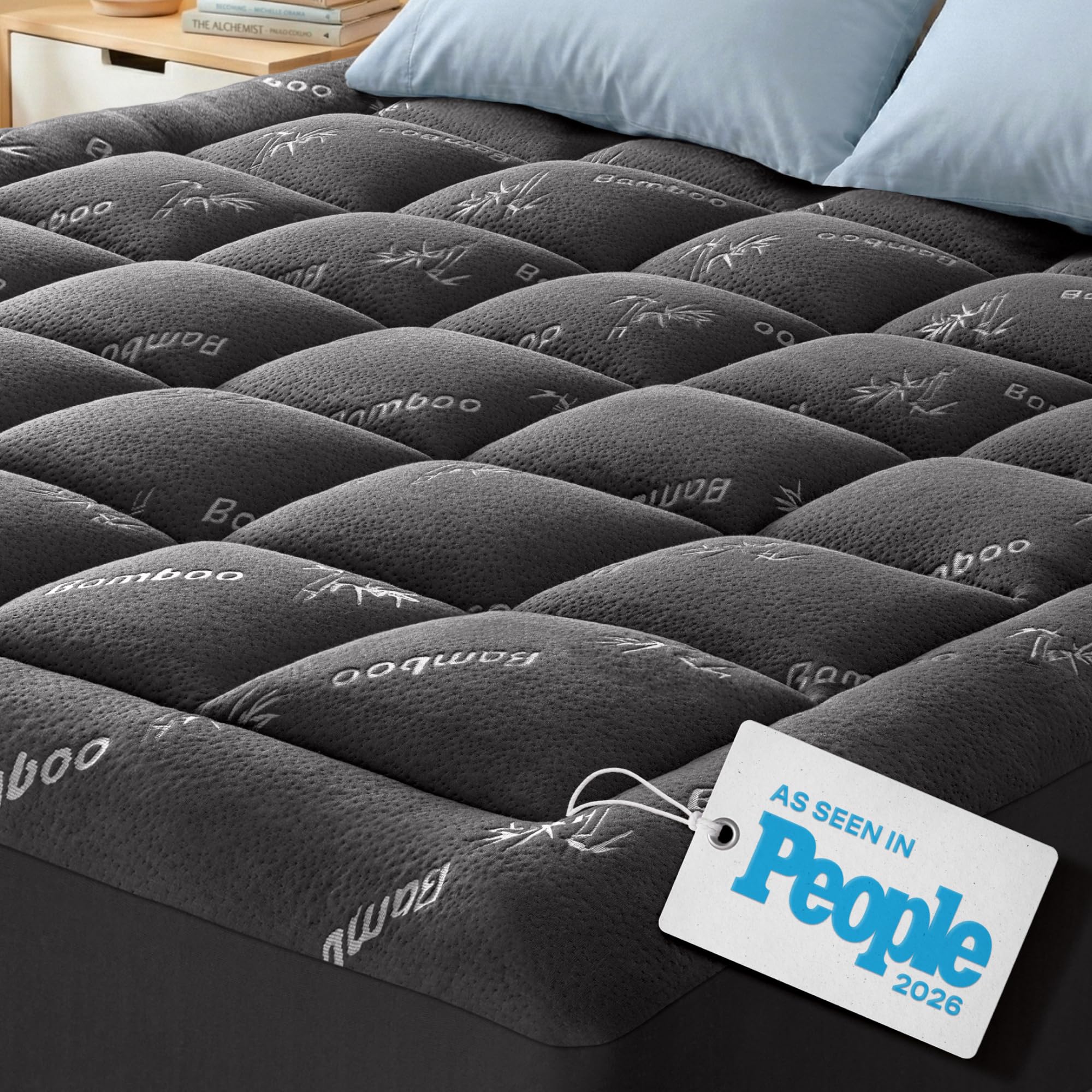 Niagara Sleep Solution Ultra Soft Queen Size Mattress Topper - Rayon Derived from Bamboo Pillow Top Mattress Pad for Back Pain Relief - Naturally Cooling for Hot Sleepers, Green