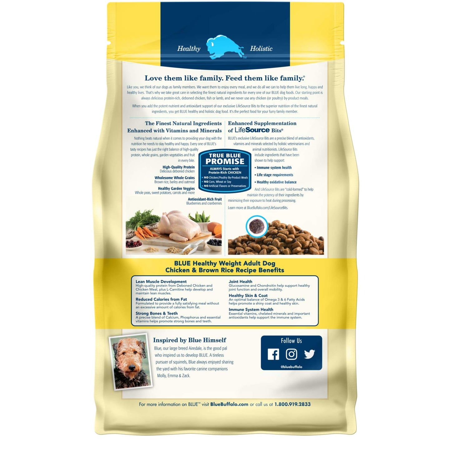 Blue Buffalo Life Protection Formula Healthy Weight Adult Dry Dog Food, Supports an Ideal Weight, Made with Natural Ingredients, Chicken & Brown Rice Recipe, 5-lb Bag