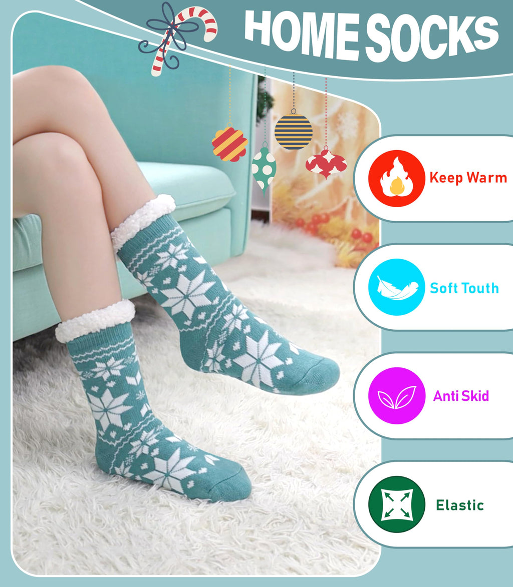 Slipper Socks for Women Fuzzy Non Slip Winter Thick Warm Soft Cozy Fleece Lining Home Socks with Grippers