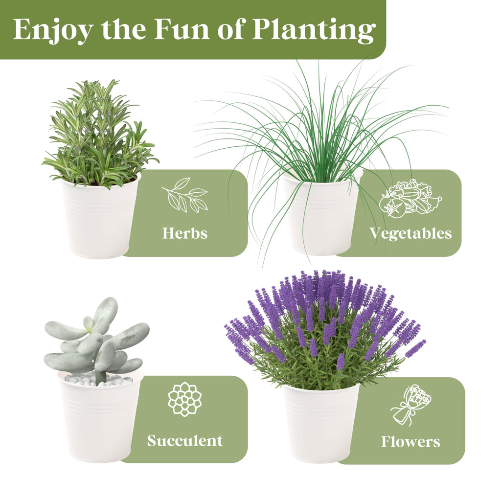 PERFNIQUE Indoor Herb Garden, Herb Planter for Indoor/Outdoor, Farmhouse Plant Pots, Windowsill Herb Garden with Tray(Planter only) Window Pots
