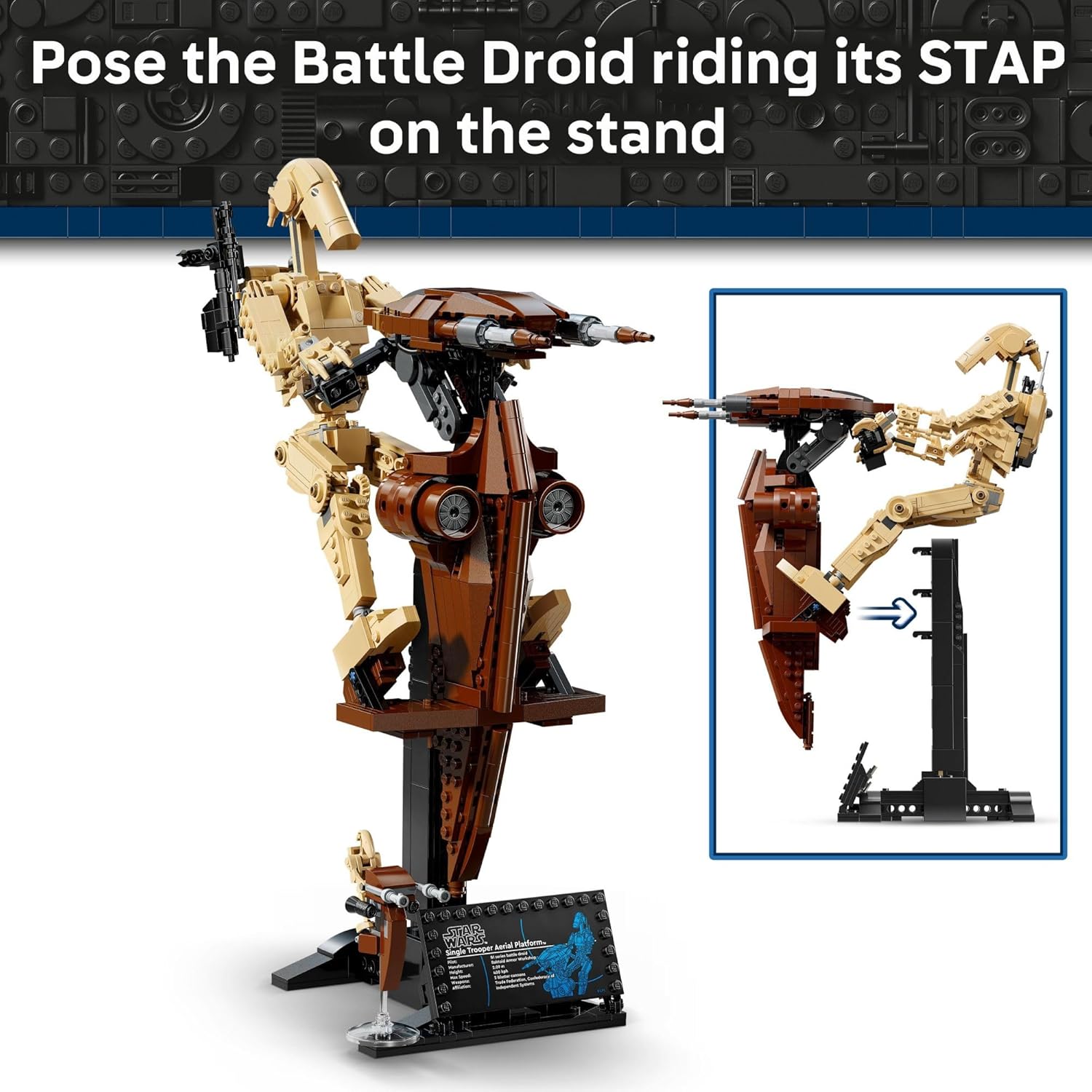 LEGO Star Wars: The Phantom Menace Battle Droid with STAP - Building & Learning Toy for Boys & Girls, Ages 12+ - Star Wars Toy & Model Kit - Gift Idea for Birthdays - 75428