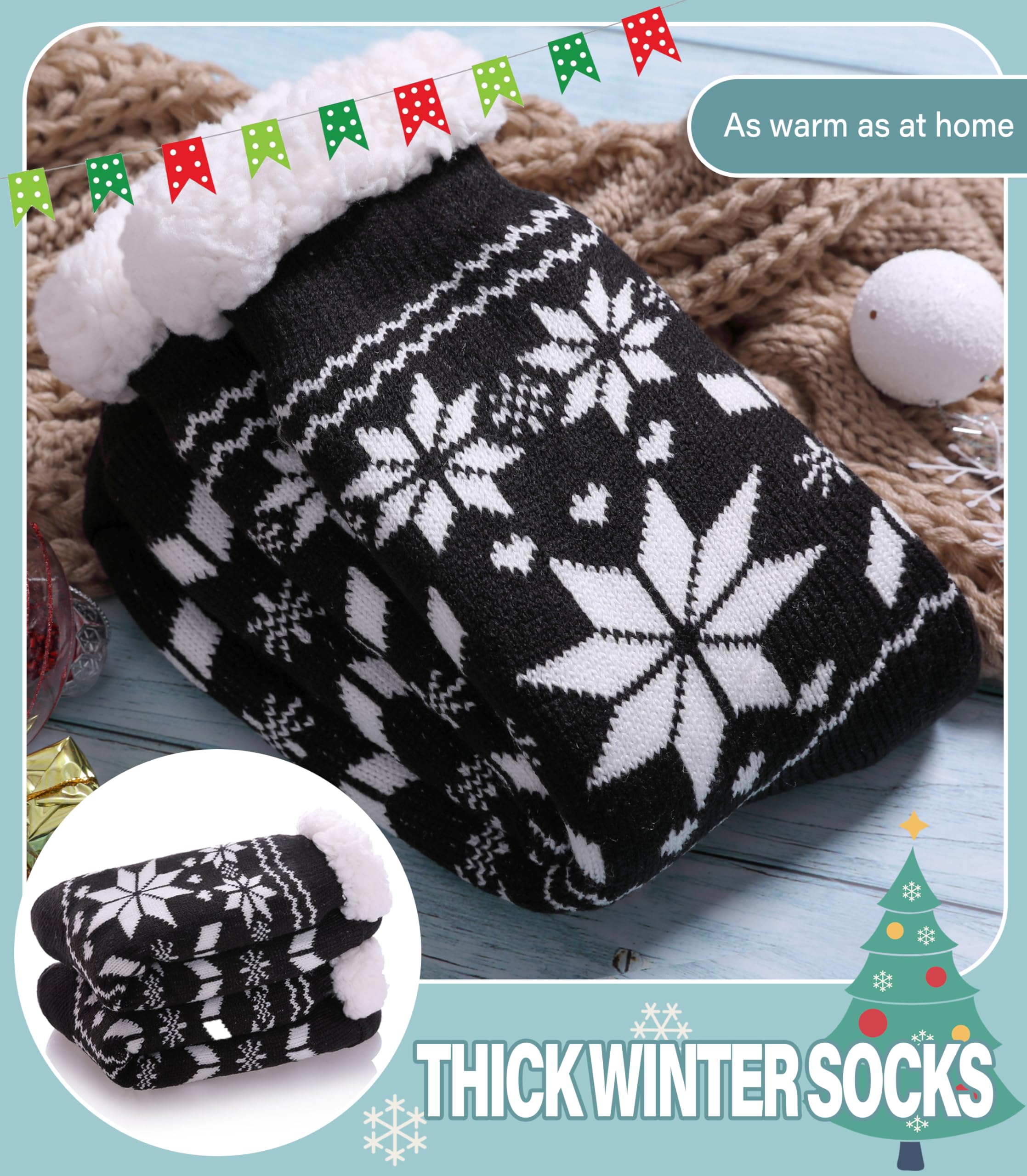 Slipper Socks for Women Fuzzy Non Slip Winter Thick Warm Soft Cozy Fleece Lining Home Socks with Grippers
