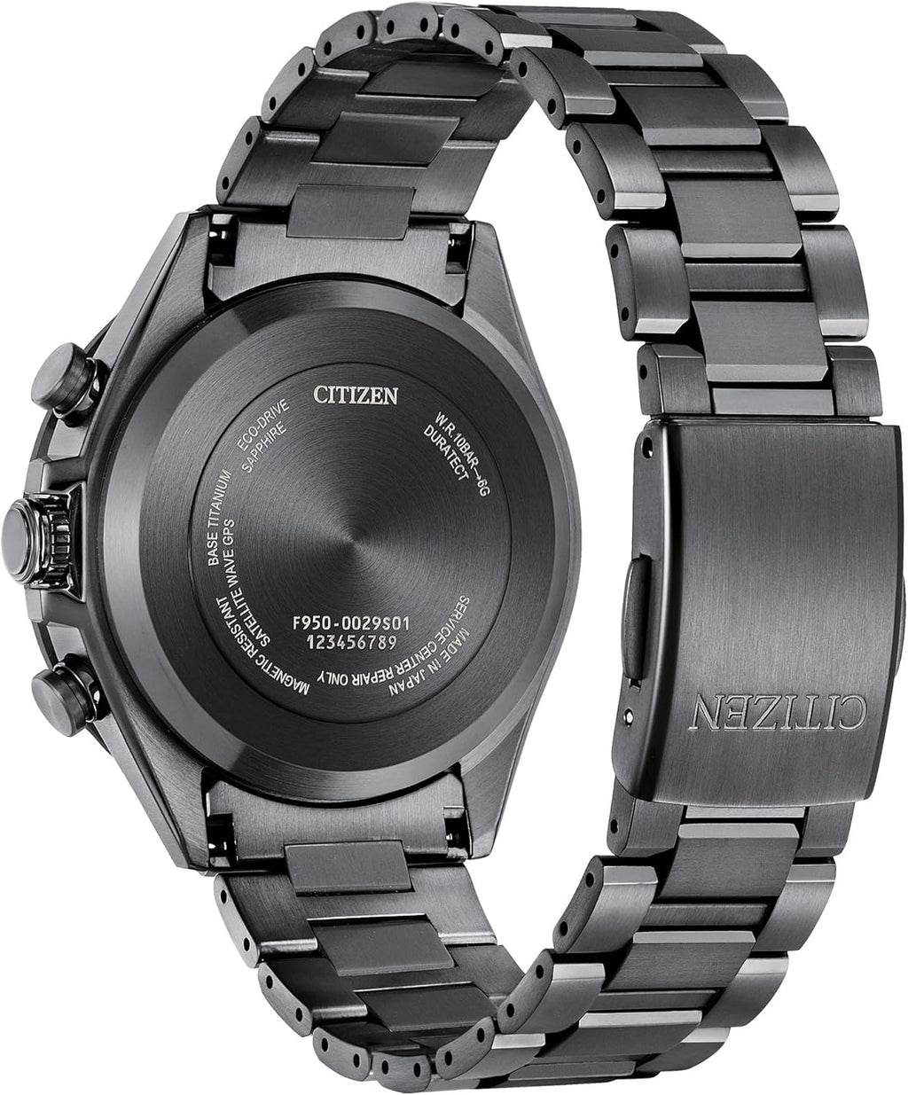 CITIZEN Mens Eco-Drive Attesa Satellite Wave GPS Chronograph, Black Super Titanium with DLC Coated Case & Bracelet, Black Dial (Style: CC4055-65E)