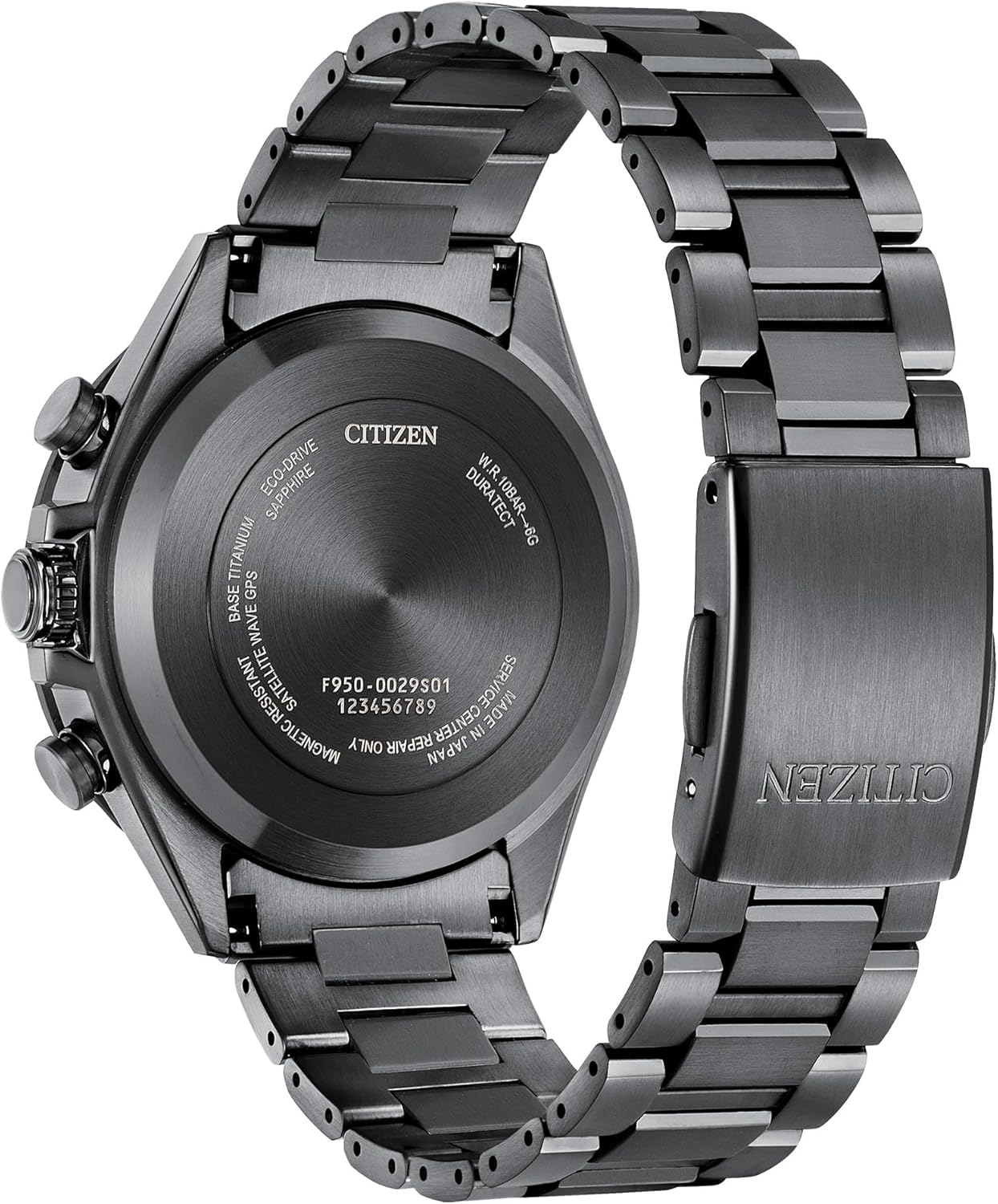 CITIZEN Mens Eco-Drive Attesa Satellite Wave GPS Chronograph, Black Super Titanium with DLC Coated Case & Bracelet, Black Dial (Style: CC4055-65E)
