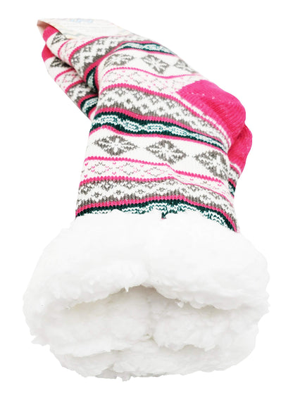 Winterlace Fuzzy Fluffy Slipper Socks, 3 Pairs Womens Sherpa Non Slip Plush Comfy Cozy Cabin Sock