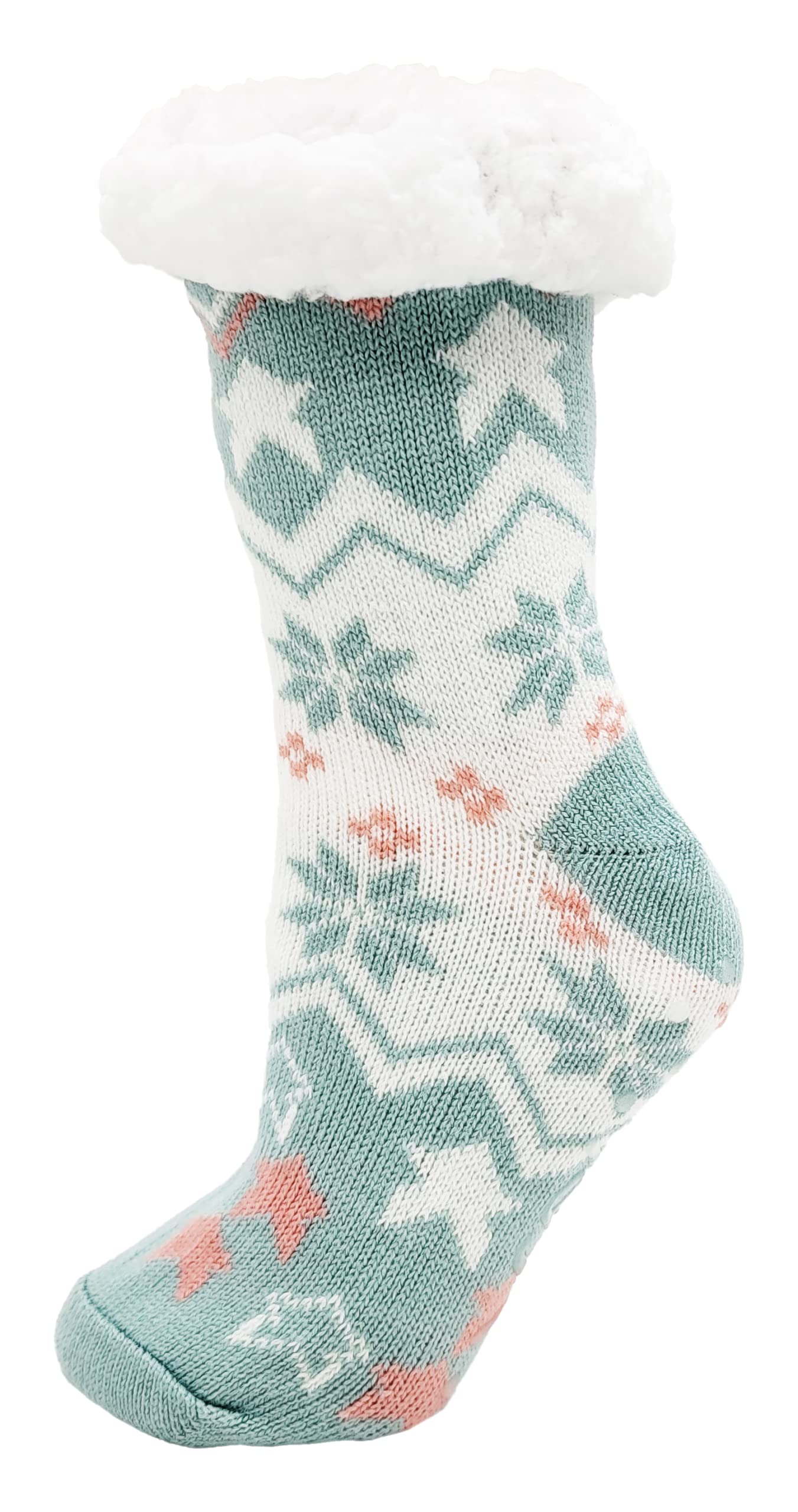 Winterlace Fuzzy Fluffy Slipper Socks, 3 Pairs Womens Sherpa Non Slip Plush Comfy Cozy Cabin Sock