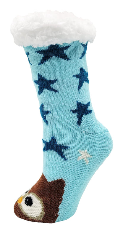 Winterlace Fuzzy Fluffy Slipper Socks, 3 Pairs Womens Sherpa Non Slip Plush Comfy Cozy Cabin Sock