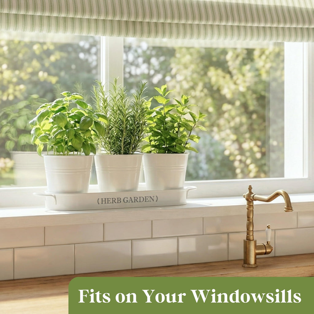 PERFNIQUE Indoor Herb Garden, Herb Planter for Indoor/Outdoor, Farmhouse Plant Pots, Windowsill Herb Garden with Tray(Planter only) Window Pots