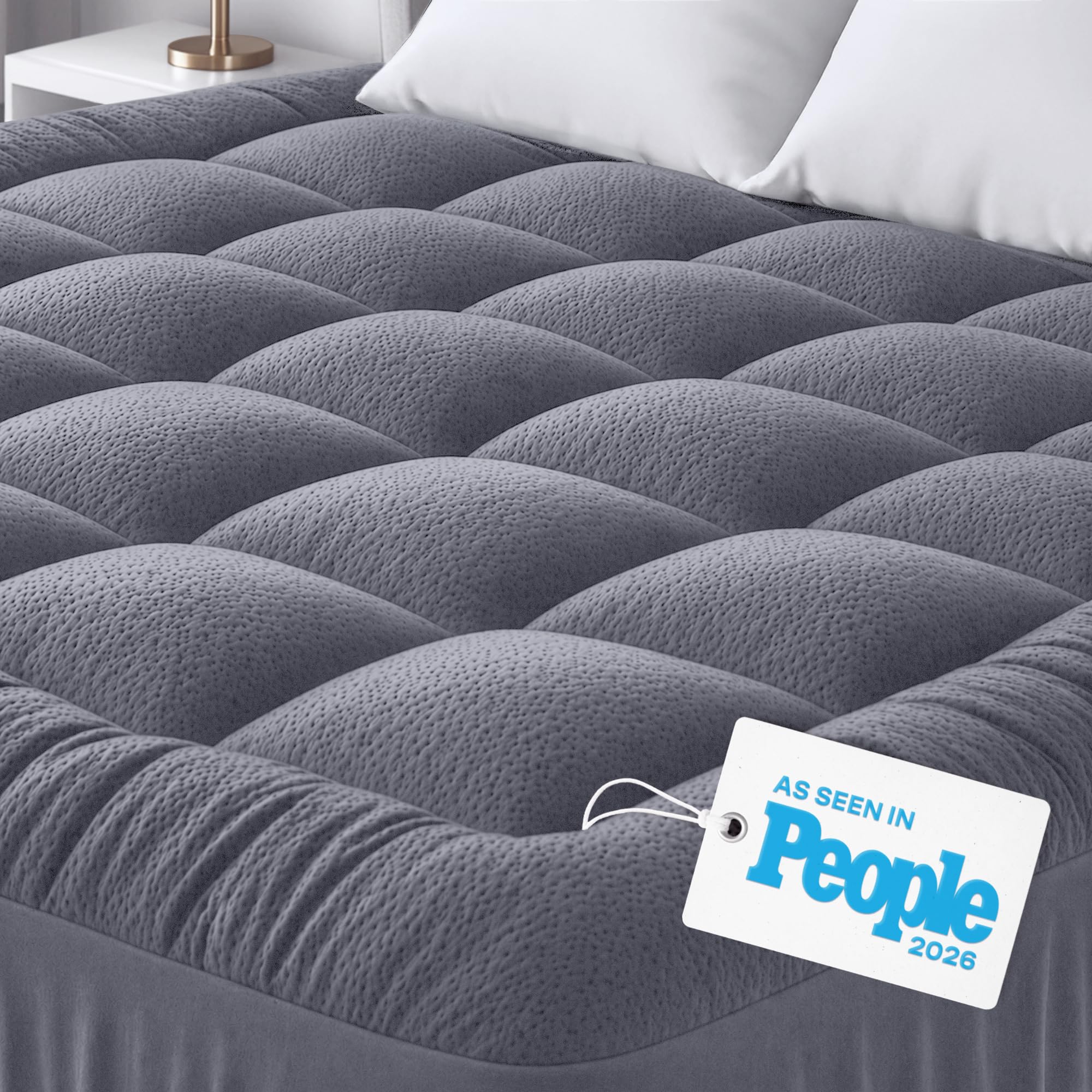 Niagara Sleep Solution Ultra Soft Queen Size Mattress Topper - Rayon Derived from Bamboo Pillow Top Mattress Pad for Back Pain Relief - Naturally Cooling for Hot Sleepers, Green