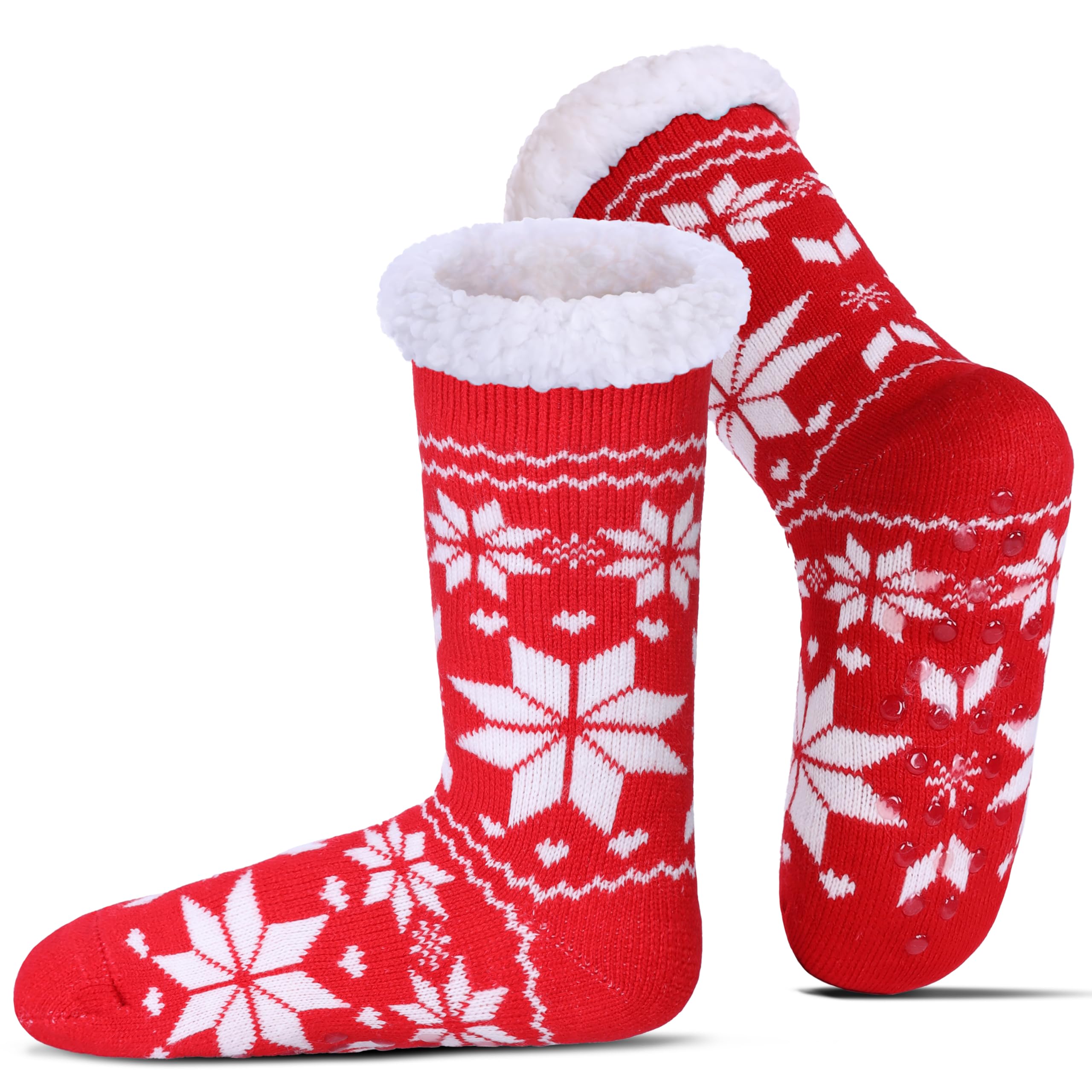 Slipper Socks for Women Fuzzy Non Slip Winter Thick Warm Soft Cozy Fleece Lining Home Socks with Grippers
