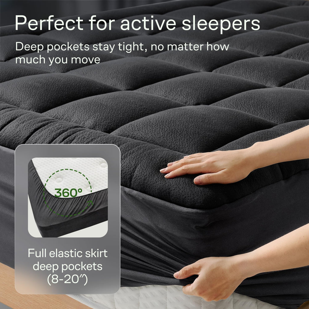 Niagara Sleep Solution Ultra Soft Queen Size Mattress Topper - Rayon Derived from Bamboo Pillow Top Mattress Pad for Back Pain Relief - Naturally Cooling for Hot Sleepers, Green