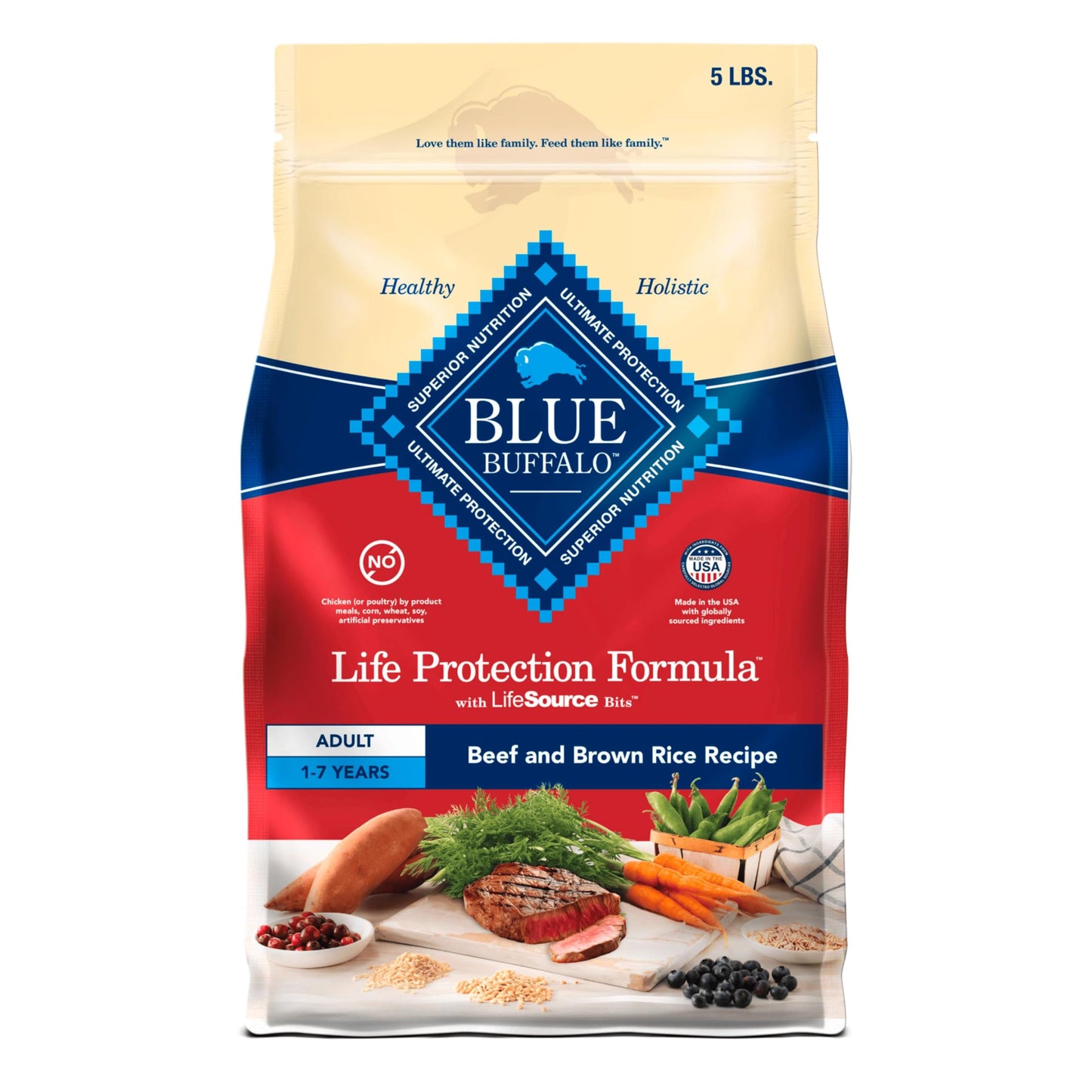 Blue Buffalo Life Protection Formula Adult Dry Dog Food, Helps Build and Maintain Strong Muscles, Made with Natural Ingredients, Beef & Brown Rice Recipe, 30-lb Bag