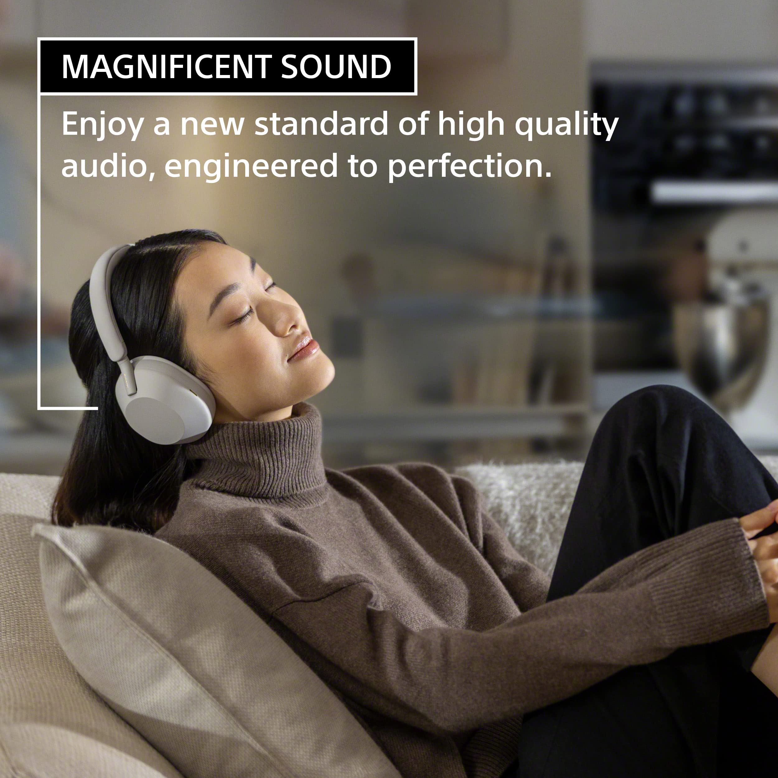 Sony WH-1000XM5 Premium Noise Canceling Headphones, Auto NC Optimizer, 30-Hour Battery, Alexa Voice Control, Silver