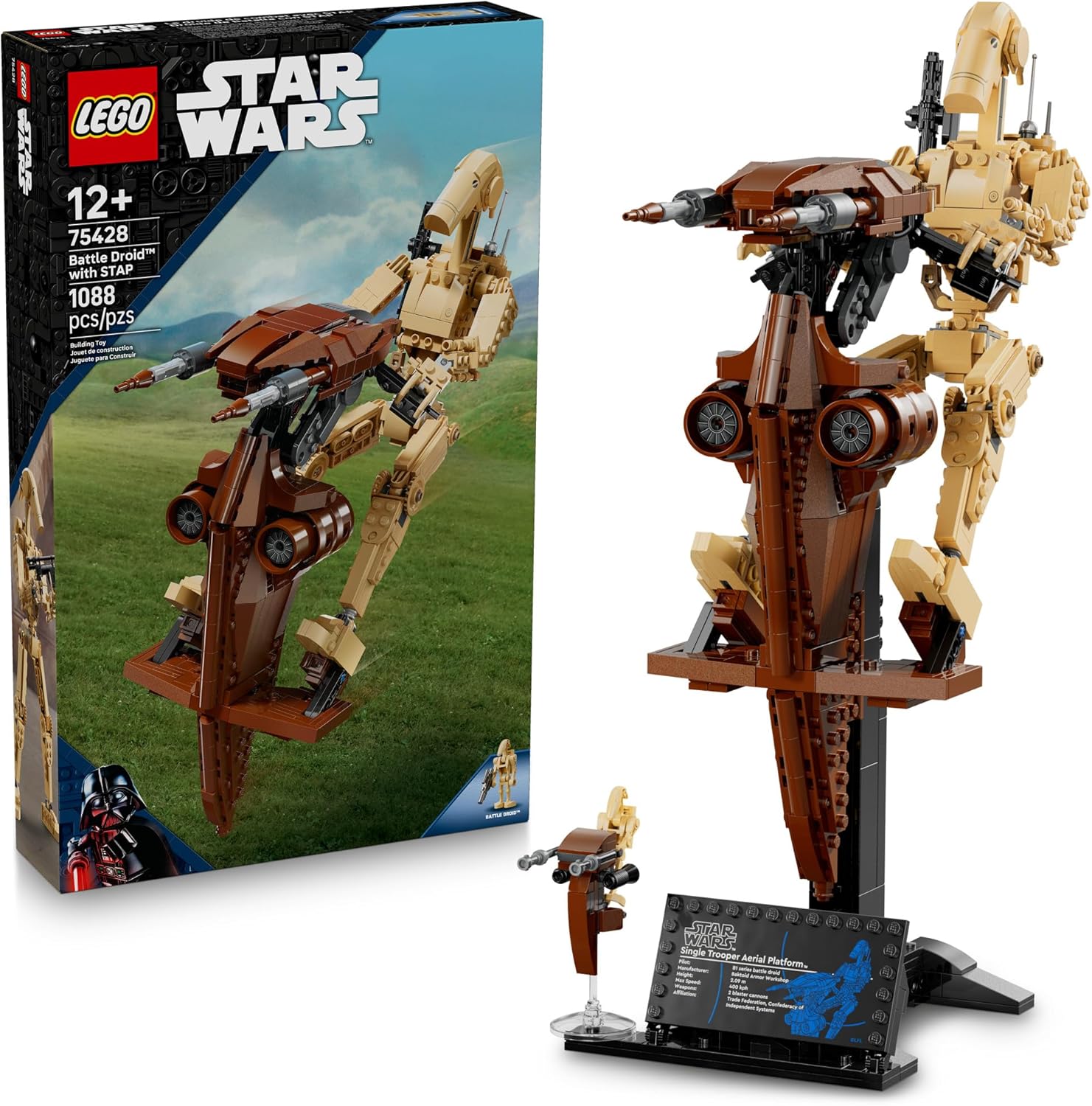 LEGO Star Wars: The Phantom Menace Battle Droid with STAP - Building & Learning Toy for Boys & Girls, Ages 12+ - Star Wars Toy & Model Kit - Gift Idea for Birthdays - 75428