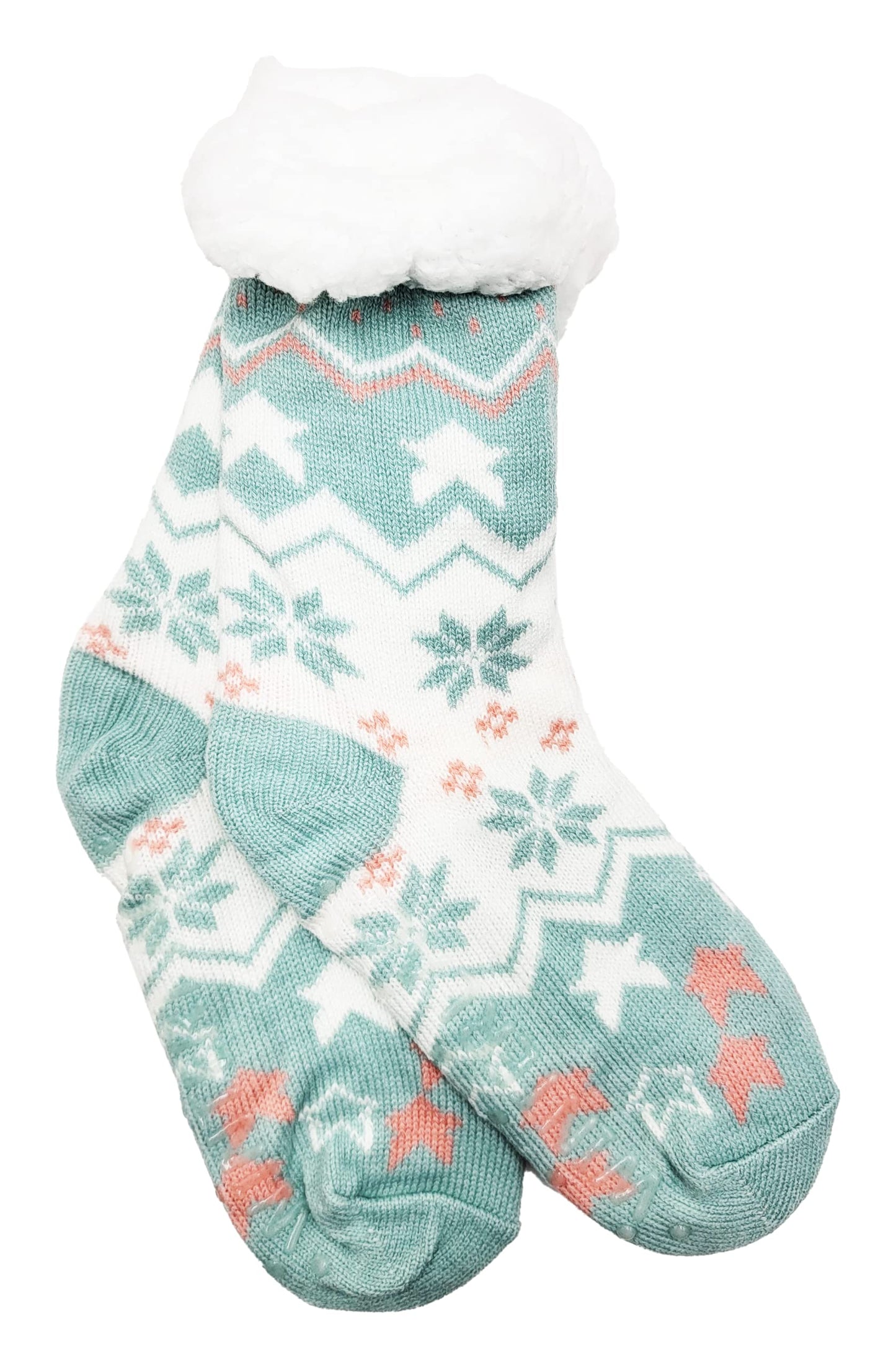 Winterlace Fuzzy Fluffy Slipper Socks, 3 Pairs Womens Sherpa Non Slip Plush Comfy Cozy Cabin Sock
