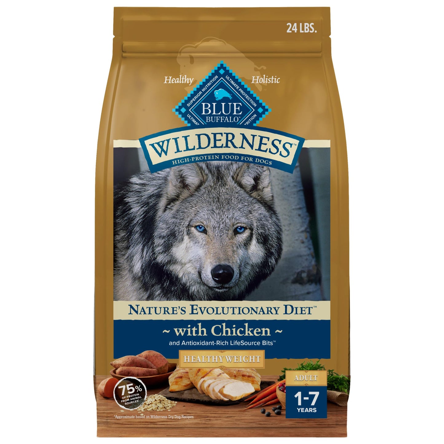 Blue Buffalo Life Protection Formula Healthy Weight Adult Dry Dog Food, Supports an Ideal Weight, Made with Natural Ingredients, Chicken & Brown Rice Recipe, 5-lb Bag