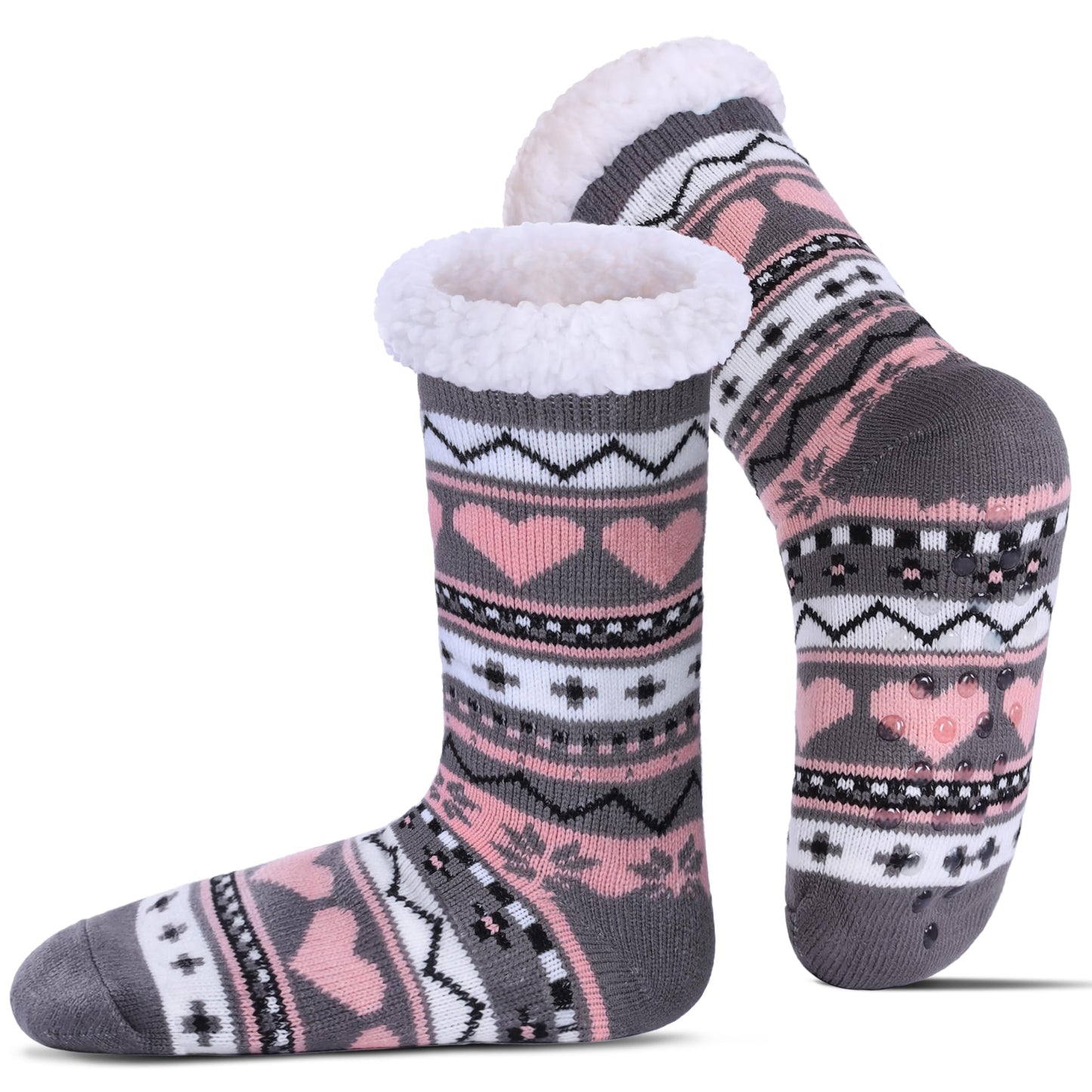 Slipper Socks for Women Fuzzy Non Slip Winter Thick Warm Soft Cozy Fleece Lining Home Socks with Grippers