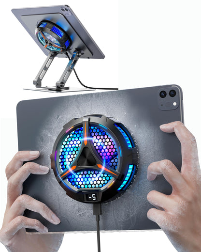 ACEDAYS iPad Cooler,Magnetic Tablet Cooler for ipad/Surface pro/Samsung Tab,Compatible for Steam Deck,Universal Radiator with Temperature Display for Mobile Gaming,Tiktok Live Streaming
