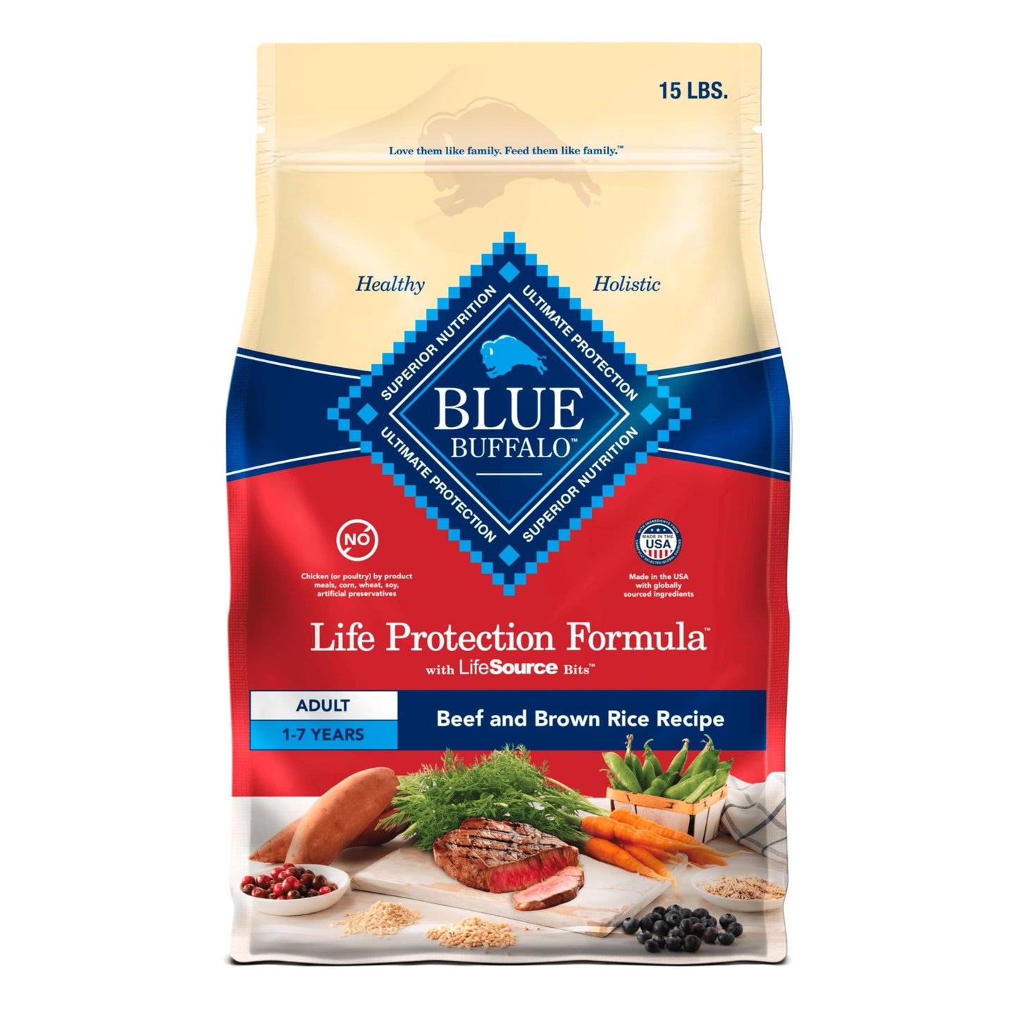 Blue Buffalo Life Protection Formula Adult Dry Dog Food, Helps Build and Maintain Strong Muscles, Made with Natural Ingredients, Beef & Brown Rice Recipe, 30-lb Bag