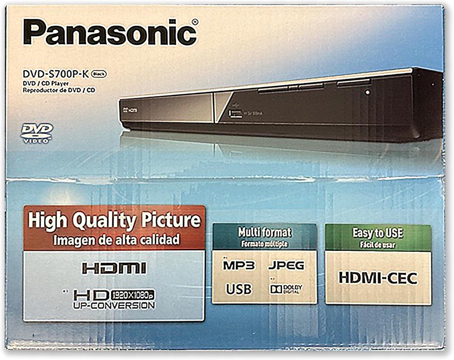 Panasonic DVD Player with Dolby Digital Sound, 1080p HD Upscaling for DVDs, HDMI and USB Connections - DVD-S700 (Black)
