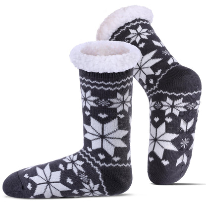 Slipper Socks for Women Fuzzy Non Slip Winter Thick Warm Soft Cozy Fleece Lining Home Socks with Grippers