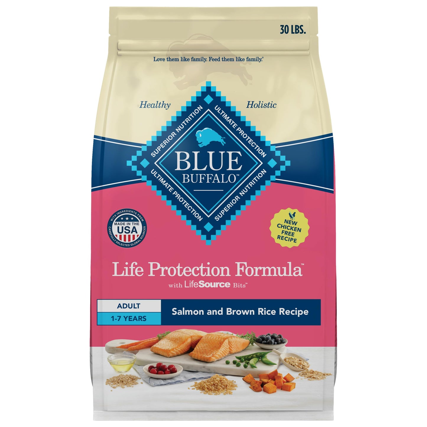 Blue Buffalo Life Protection Formula Adult Dry Dog Food, Helps Build and Maintain Strong Muscles, Made with Natural Ingredients, Beef & Brown Rice Recipe, 30-lb Bag